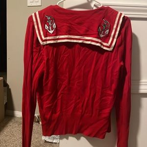Sailor style red cardigan